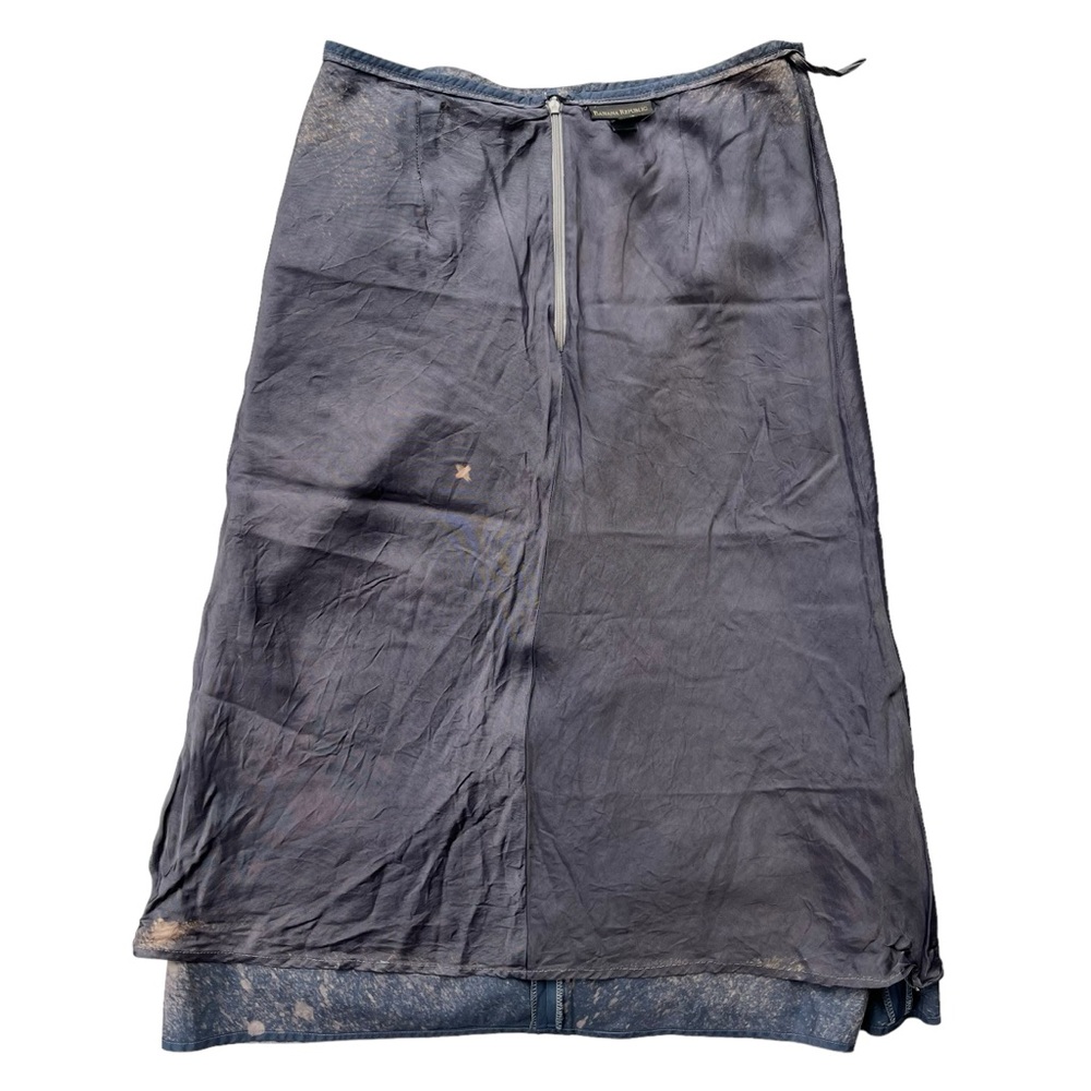 Banana Republic Women’s Size 12 Blue, Tan, Acid Wash Denim Look Lined Midi Skirt - Picture 4 of 15